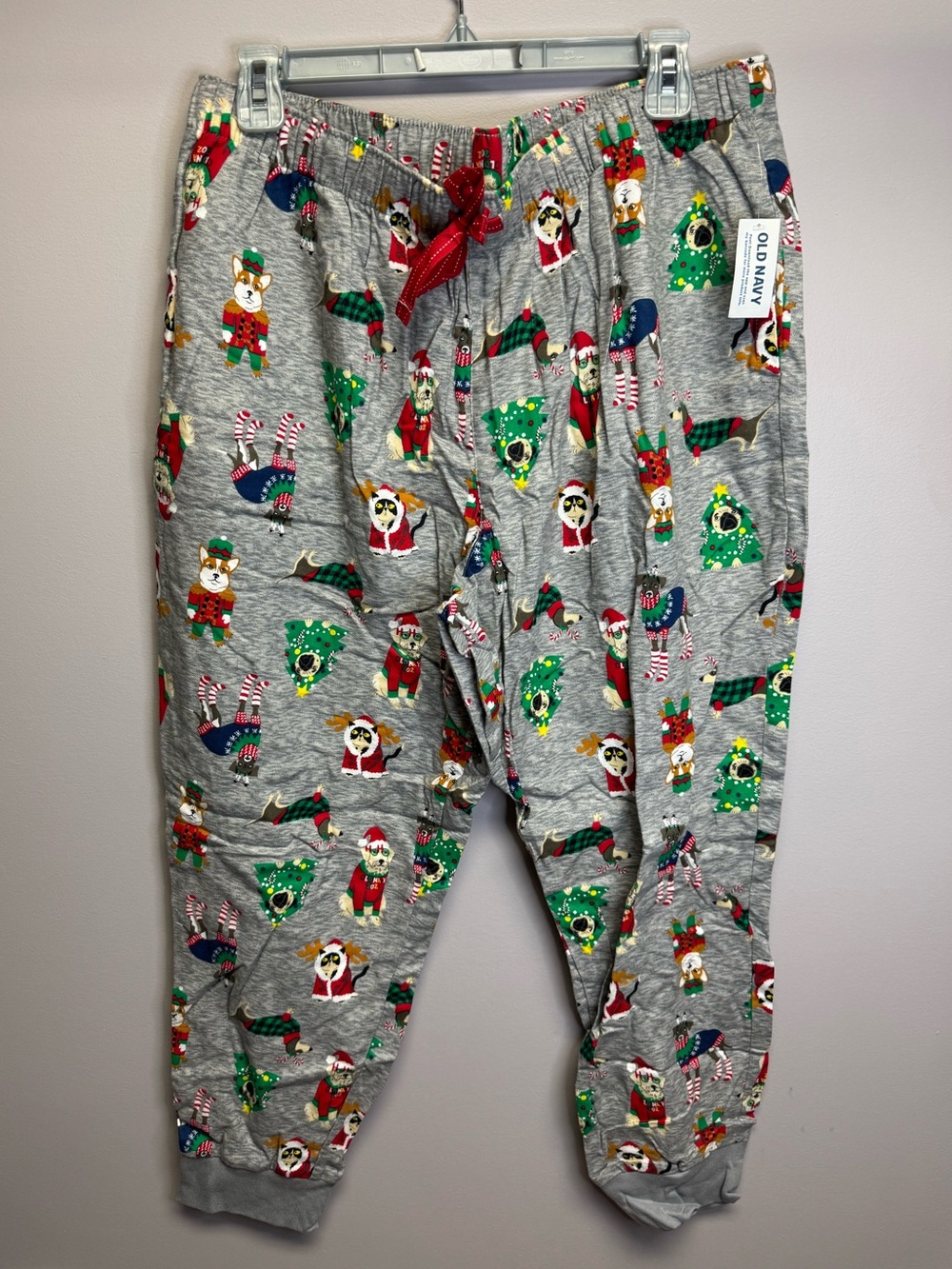 Old Navy Gray Holiday Pajama Pants with Dog Print